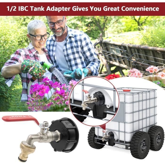 Robinet Cuve 1000L IBC – Robinet Réservoir Avec Raccord 1/2 Pouce + Adaptateur Pour Eau De Pluie