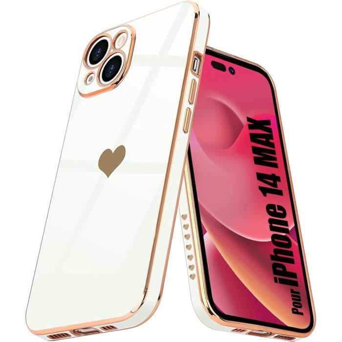 2 Coques IPhone Cœur Mat Antichoc - TPU Souple Rose/noir - Compatible IPhone 7 à 12