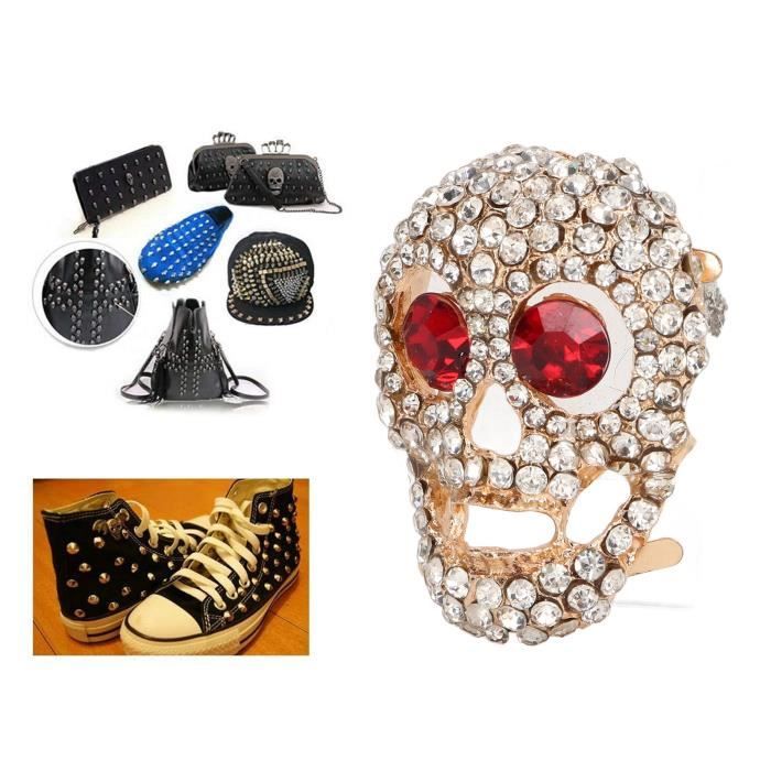 4 Conchos Tête De Mort 30mm - Alliage Avec Vis Pour Cuir Et Déco Halloween