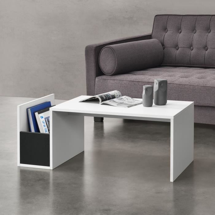 Table Basse pour Salon Bolln&auml;s 90 x 45 x 35 cm Blanc Noir [en.casa]