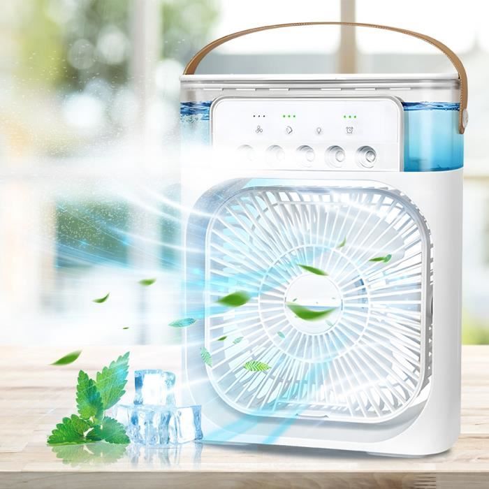 Mini Ventilateur Brumisateur Portable - Blanc - USB Rechargeable - 3 Vitesses - Silencieux - 600ml - Hellove