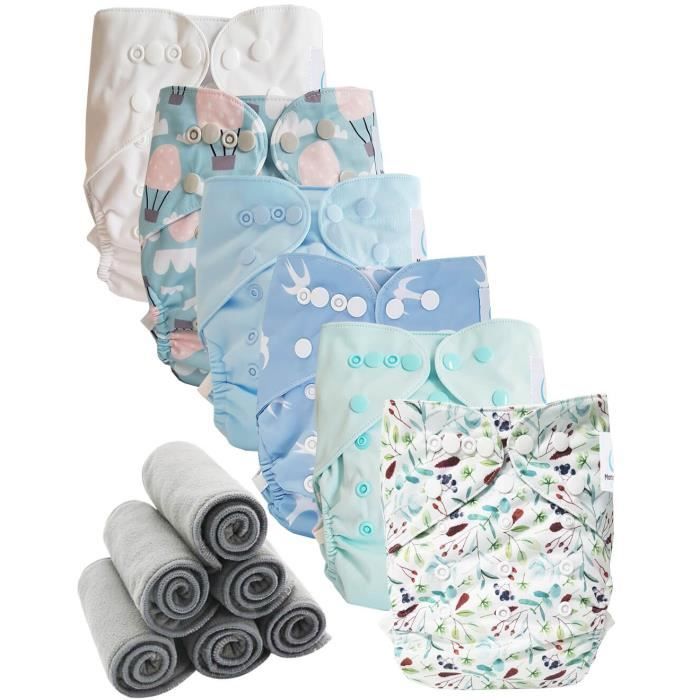 Lot 6 Couches Lavables Te2 6 Inserts Bambou Pression Nature Cdiscount Puericulture Eveil Bebe