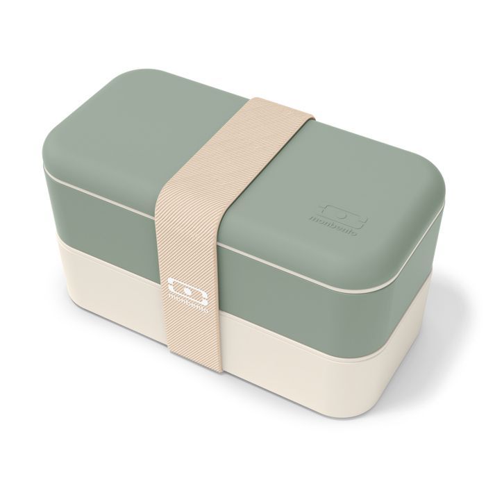 bento box - lunch box 2 compartiments - idéal pour travail/ecole - made in france - mb original vert natural - monbento
