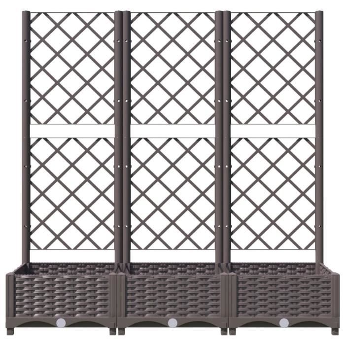 Jardinière avec treillis - MOTHINESSTO - Marron - 120x40x1215 cm - PP - Résistante aux intempéries