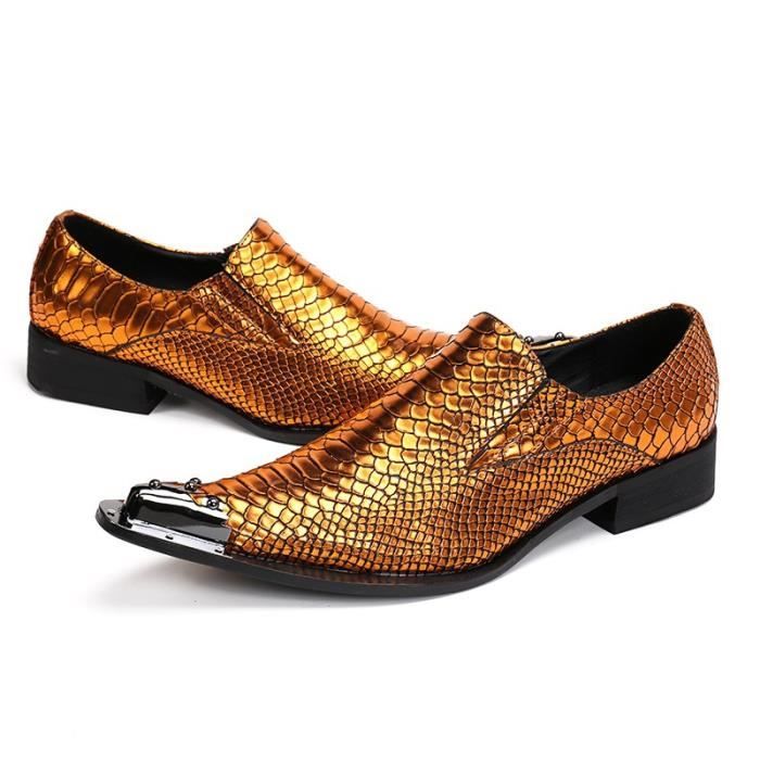 En cuir véritable serpent peau New Gold hommes Chaussures Mode Pointu Toe  de mariage luxe Oxford chaussures pour Or - Cdiscount