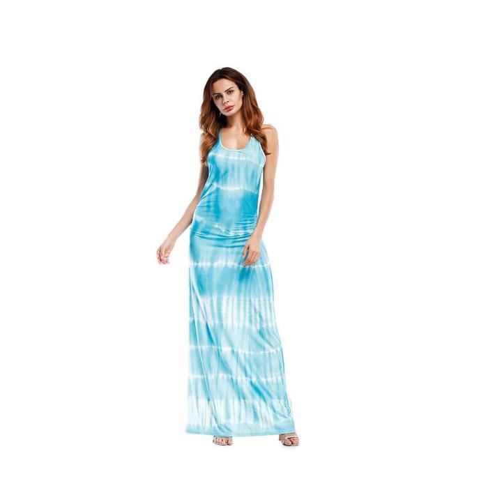 Robe Longue Robe De Plage Grande Taille Femme Chic 2018 Printemps Ete Couleur De Dégradé 163