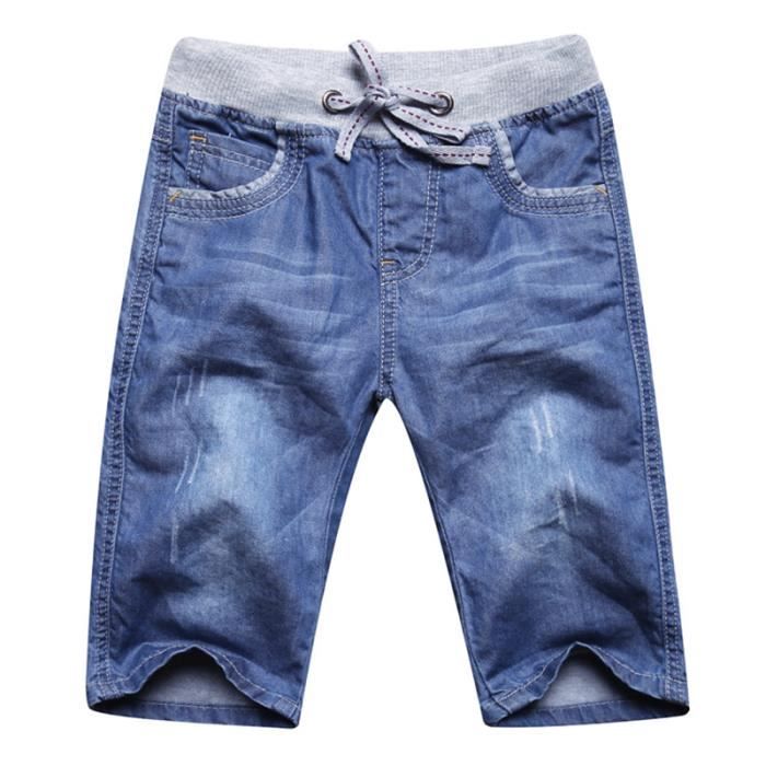 Bermuda Garcon Taille Elastiquee Shorts Enfant 2 12 ans Bleu fonce