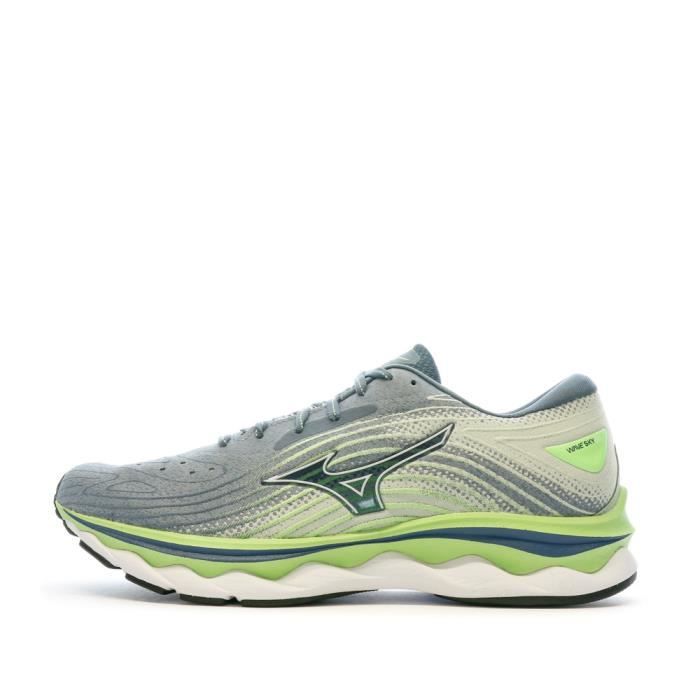 chaussures de running mizuno wave sky 6 - gris/vert - homme