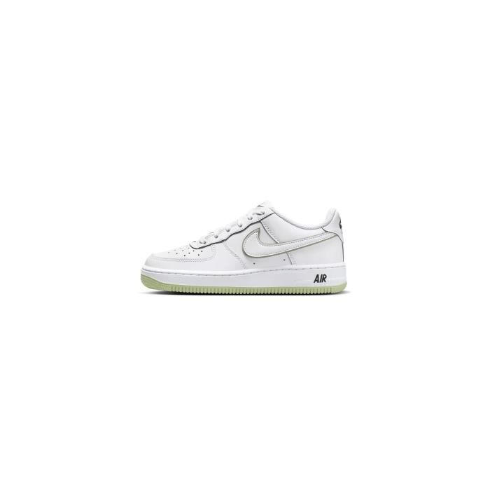 Basket Nike AIR FORCE 1 Junior Mixte Blanc Vert Cuir Green Cdiscount Chaussures