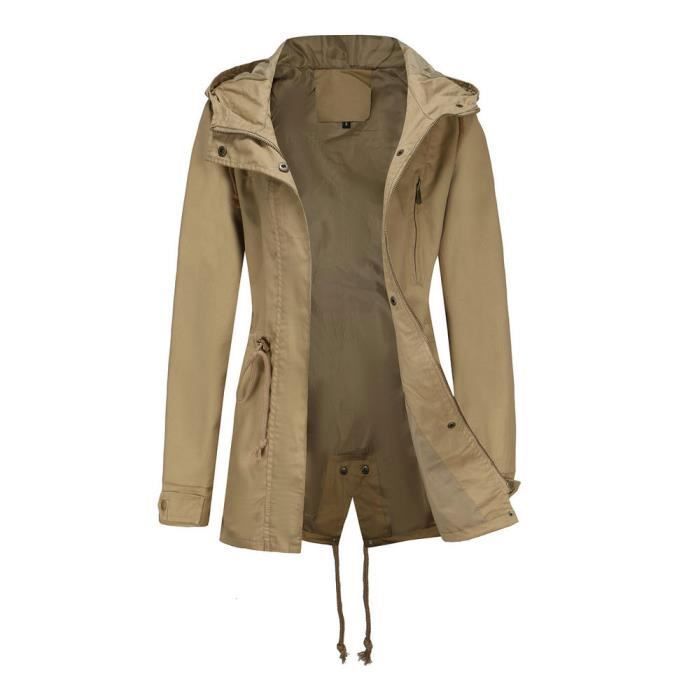 Trench Coat Manteau Printemps Capuche Femme Trench-Coat Femme À