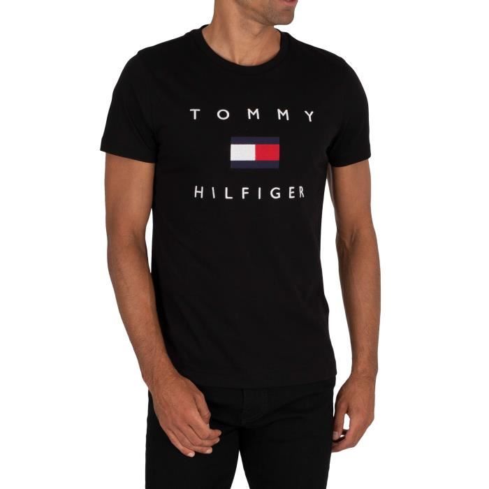 Tommy Hilfiger Pour des hommes Drapeau t shirt Noir Noir