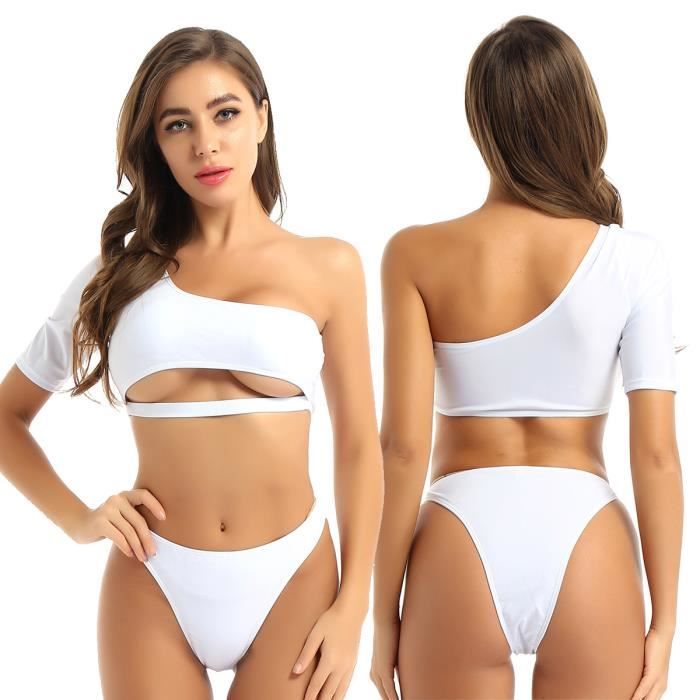 Dpois 2 Piece Maillot De Bain Femme Sexy String Amincissant Bikini Bresilien Sous Vetements Push Up Debardeur Sport S L Blanc Blanc Cdiscount Pret A Porter