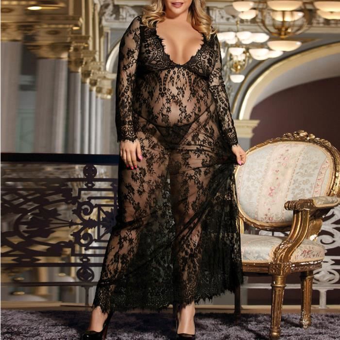 Nuisette Sexy Femmes Lingerie Dentelle Belle Noire Jupe Longue Noir Cdiscount Pret a Porter