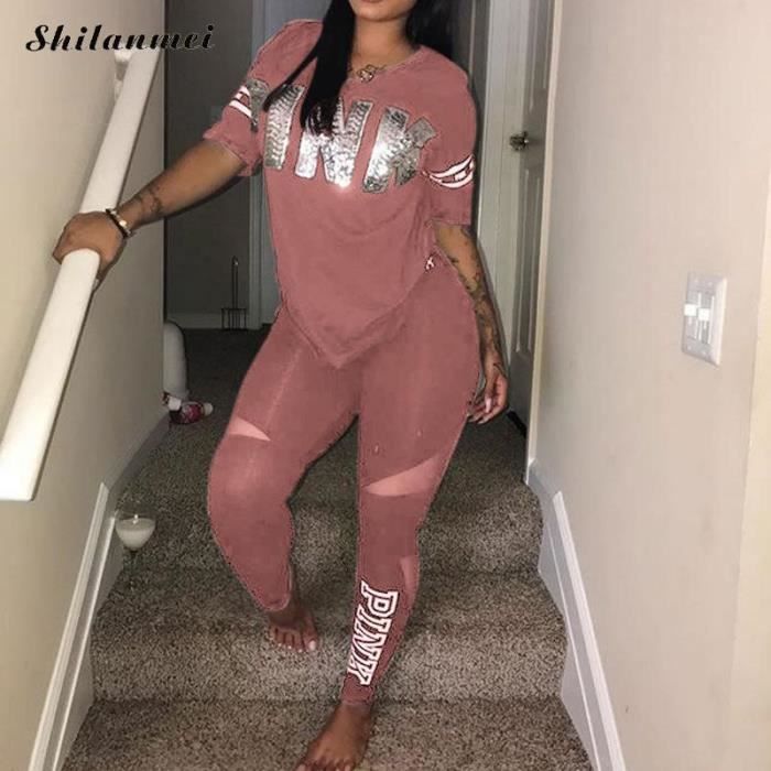 Survêtement Femme Sweat Jogging Ensemble Sport Femme 2 Pièces - Sweat-shirt Pantalon Jogging - Tenue Décontractée Fitness Ensemble Sweat-shirt - 4