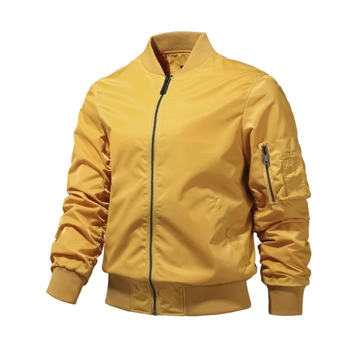 Bomber Homme Automno L ger Jacket Veste Homme Coupe standard Jaune