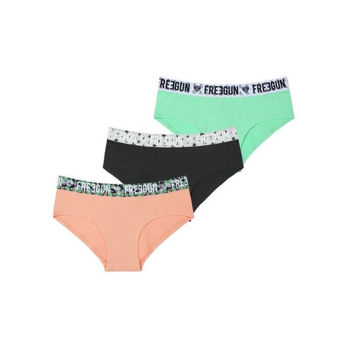 FREEGUN Culottes coton Lot de 3 Fille Vert Cdiscount Pr t Porter