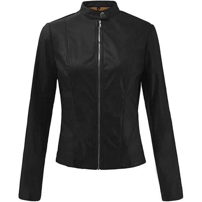 Veste Moto Femme Therapy – Simili Cuir 2 Tons – Noir / Vert Olive – Taille L – NEUF