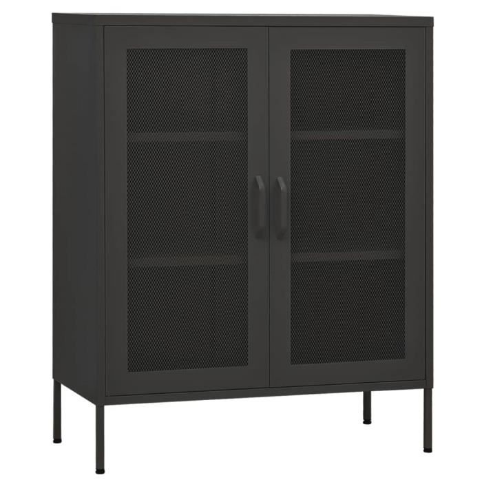 BEST MEUBLE MODE Armoire de rangement Anthracite 80x35x101,5 cm Acier