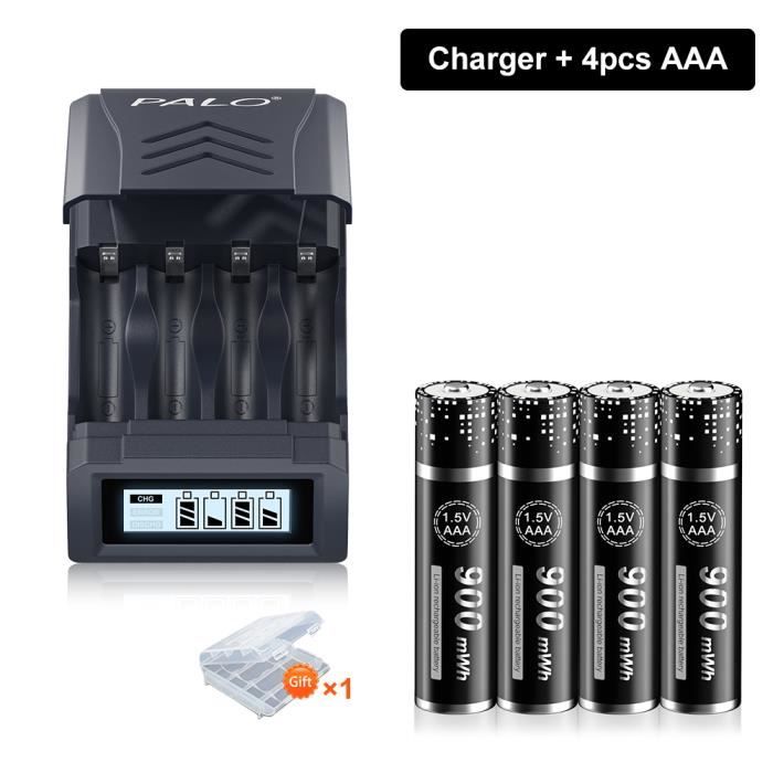 Chargeur LCD Intelligent EBL Pour Piles AA/AAA - Avec 4 Piles AA 2800mAh Et 4 AAA 1100mAh - Ports Micro USB Et Type-C