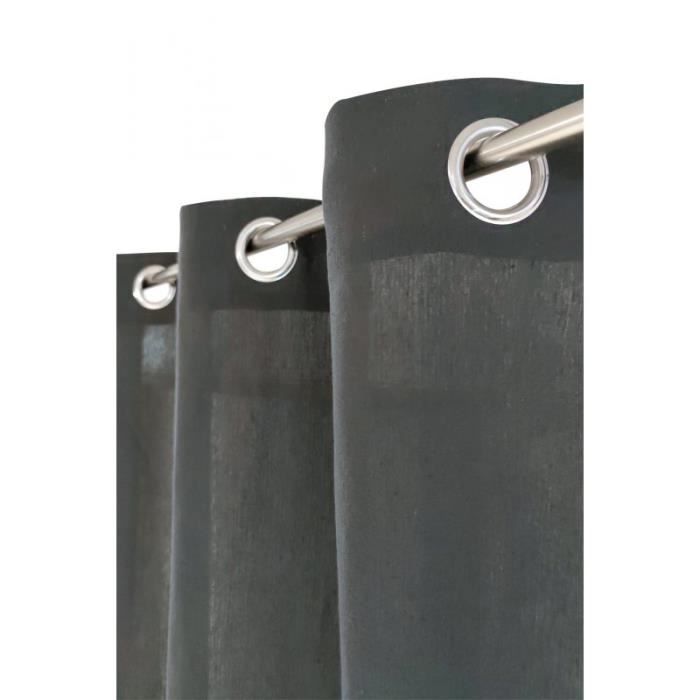 Rideau Tamisant 135 x 260 cm Matière Recyclée Unie Gris Anthracite ...