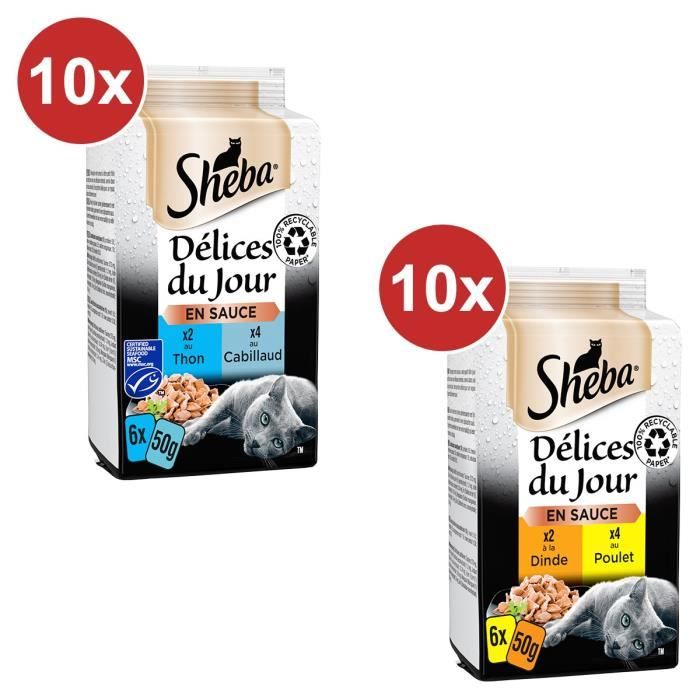 Comparer les prix de SHEBA Délices du Jour 120 Sachets fraîcheur pour chat Poissons + Volailles 50 g