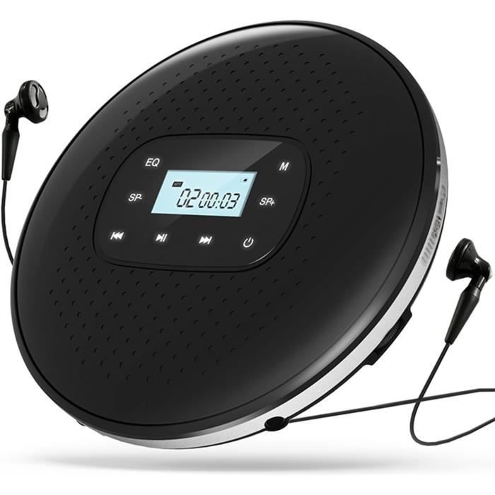 August SE10 Lecteur CD portable rechargeable avec haut-parleur intégré -  Noir