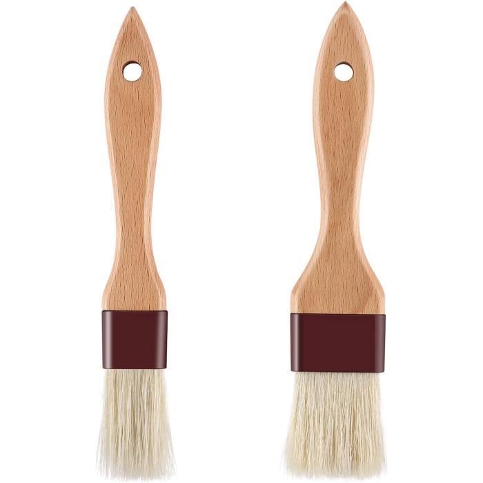 Lot De 2 Pinceaux à Pâtisserie - Tête En Nylon 14x3 Cm - Pour Nappage, Dorure à L'oeuf...