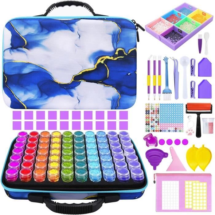 Boîte Rangement Peinture Diamant 70 Cases - Accessoires DIY Inclus - Organisation Perles 5D
