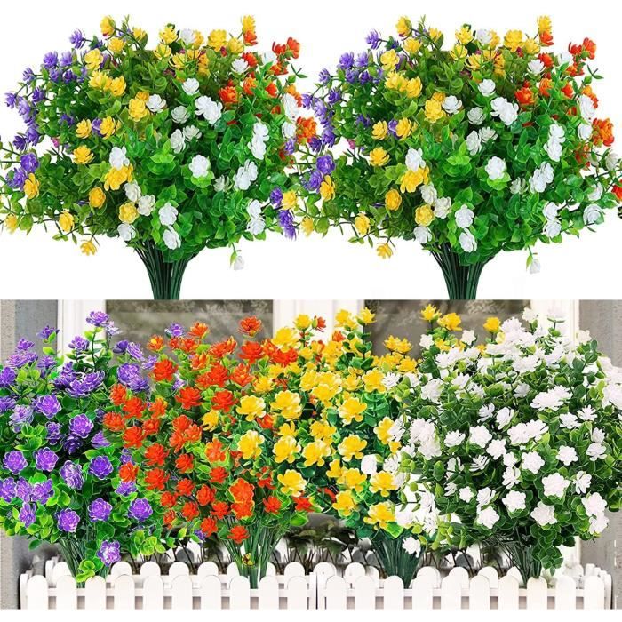 RECUTMS 8 bouquets de fleurs artificielles d'automne sans décoloration, plantes d'automne artificielles pour décoration intérieure et extérieure, pour Thanksgiving, Noël, mariage, fête, maison, jardin