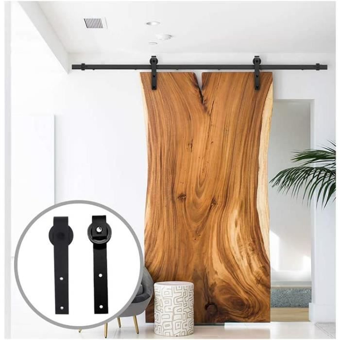 9FT Schuifdeuren Schuur Deur Track Kit 274cm Zwarte Hardware Set met J