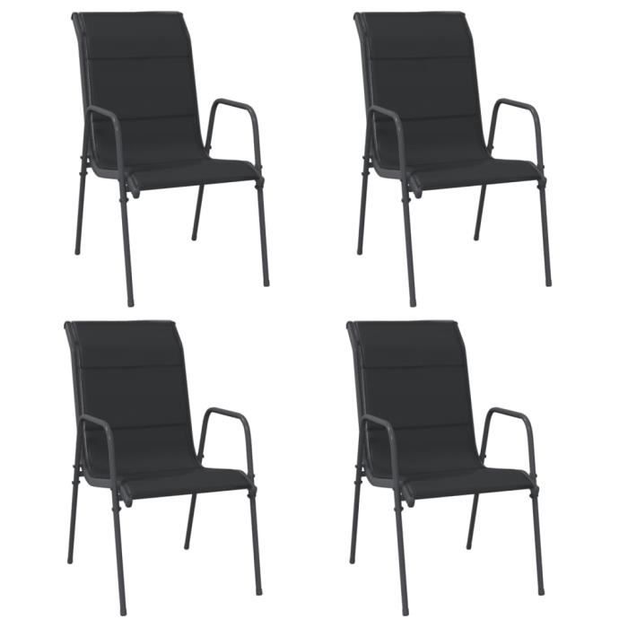 Chaises de jardin 4 pcs Acier et textilène Noir - SURENHAP - J10484