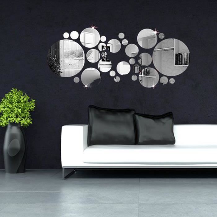 1 x Stickers Effet Miroir Décoration Murale Autocollant Carré Adhésif Argenté