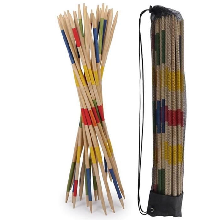 Jeu de Mikado Géant en Bois XXL 75 cm Sac de Transport Inclus