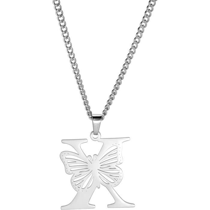 Collier Lettre Initial Pour Femmes, Double Couches Noms Colliers, 14K