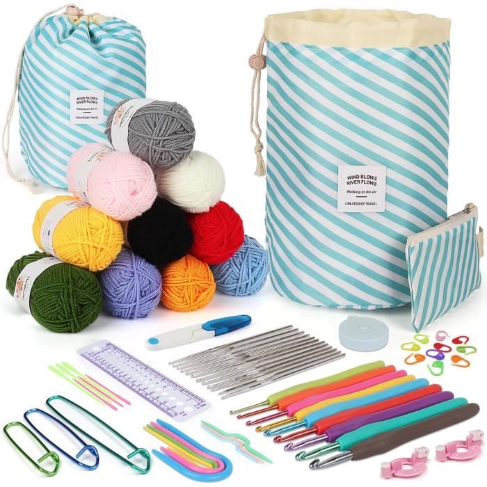 100 Pièces Kit Crochet Debutant Complet, 12pcs 0,6-1,9mm Aiguille