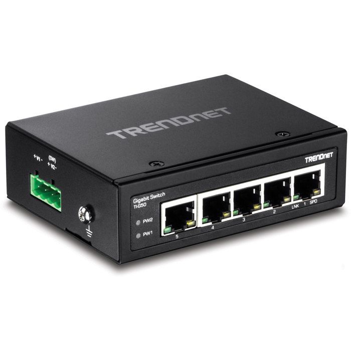 TRENDNET Commutateur Ethernet TI-G50 5 Ports - 2 Couches supportées - Paire torsadée - Montage sur rail