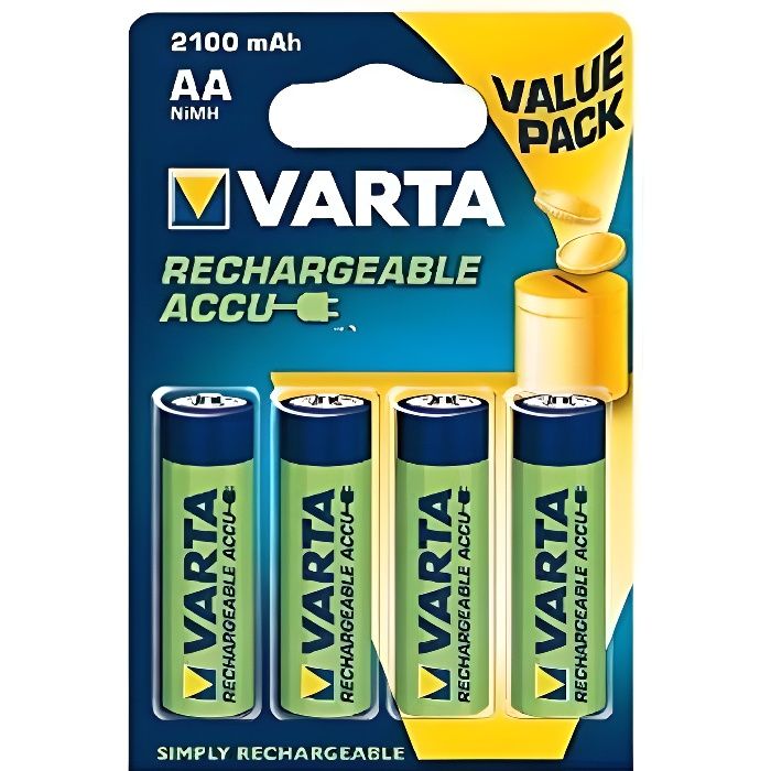 Pack 4 Piles rechargeables R06 Aa 2100mah 1,2v Nimh Bl4 Varta 56616  Aa2100/bl4/56616 - Cdiscount Bricolage