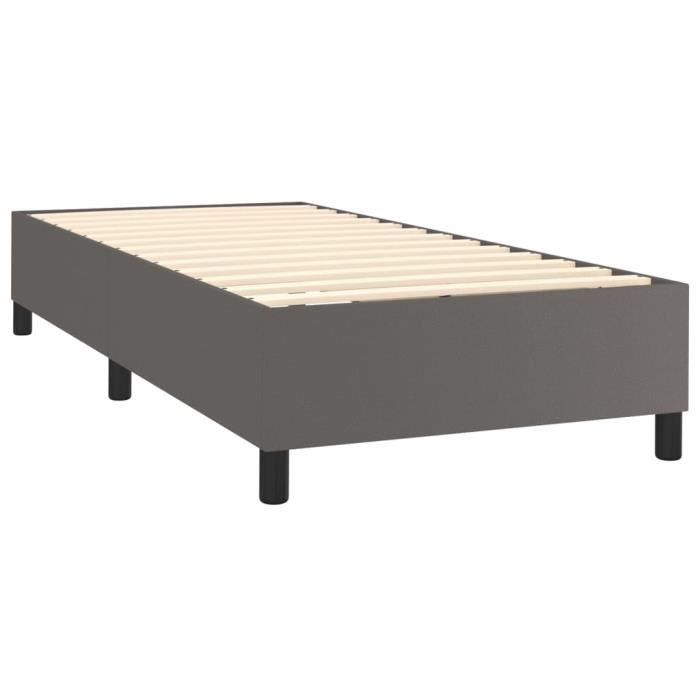 Lit Avec Coffre Argentaro 160x200 Cm - Sommier Tapissier Gris - 2 Grands Tiroirs De Rangement