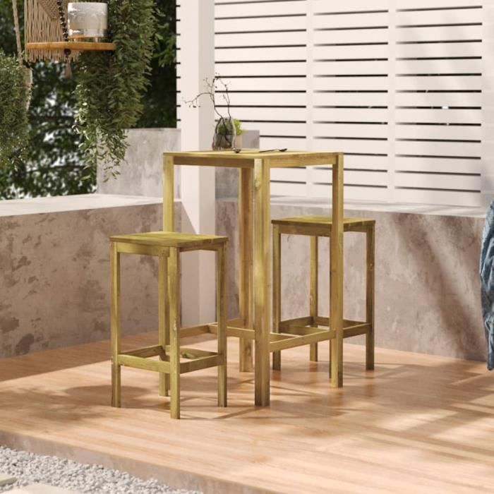 vidaXL Table de bar 60x60x110 cm Pin - vue 2