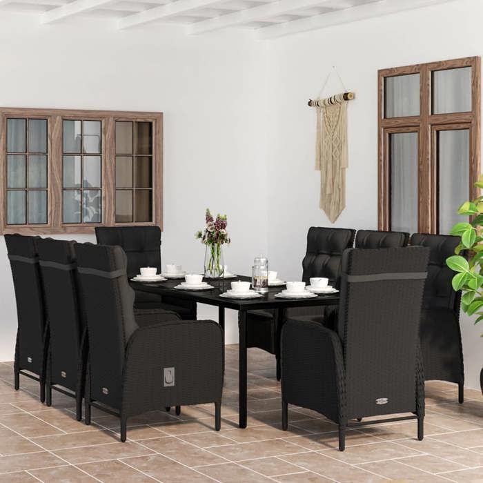 vidaXL Ensemble à manger de jardin avec coussins 9 pcs - vue 2