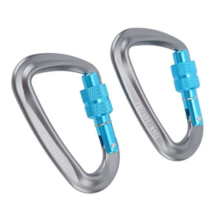Lot De 10 Mousquetons Escalade Noir INOX - Multifonctions Camping Randonnée Pêche