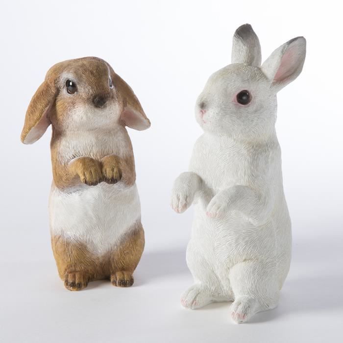 Lot de 2 lapins figurine déco jardin en résine à poser ou ...