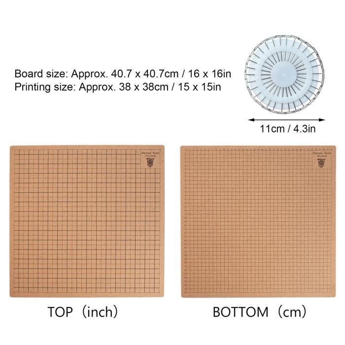Planche Macramé + Support Métal Réglable - 12x16 Pouces, Double Face Avec Grille, épingles Incluses, Pour Bijoux Et Perruques
