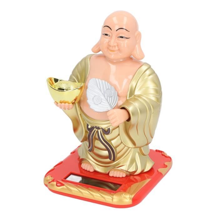 Statue De Bouddha Avec Lumière Solaire - Décoration Jardin Extérieur Ou Intérieur, En Résine Résistante Aux Intempéries