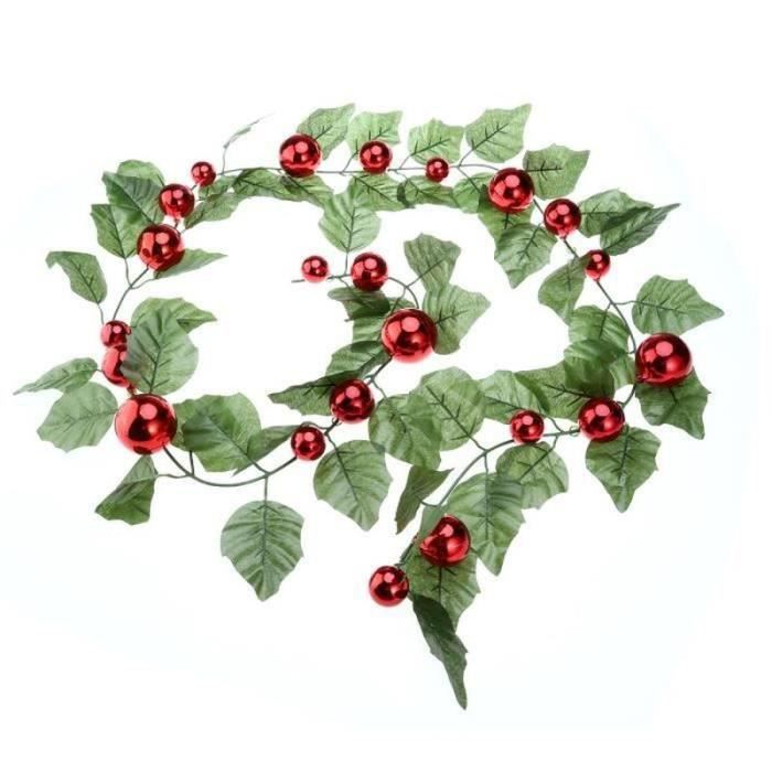 Ruban Perles Guirlande Sapin Noël Rouge 15m - Décoration Festive & Table