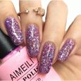 AIMEILI Soak Off UV LED Vernis à Ongles Gel Semi-Permanent Violet Paillettes Gel Polish Purple - Princess Glitter (049) 10ml-1