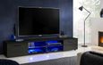 2x Meuble TV T32-100 - LED bleues - Carbone Mat & Noir - Façades en Bois Mat - L200cm x H34.5cm x P45cm-1