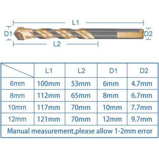 Foret Carrelage Lot de 6 Forets de Forage pour Carrelage et Verre à Tige  Hexagonale 4 mm/5 mm/6 mm/8 mm/10 mm/12 mm
