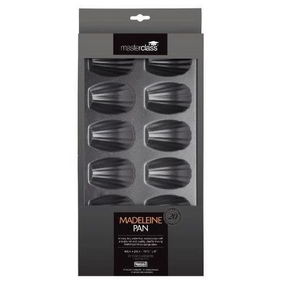 Moule à Madeleine MasterClass Antiadhésif - 12 Trous, Acier Carbone 1mm, 40x20 Cm, Sans PFOA