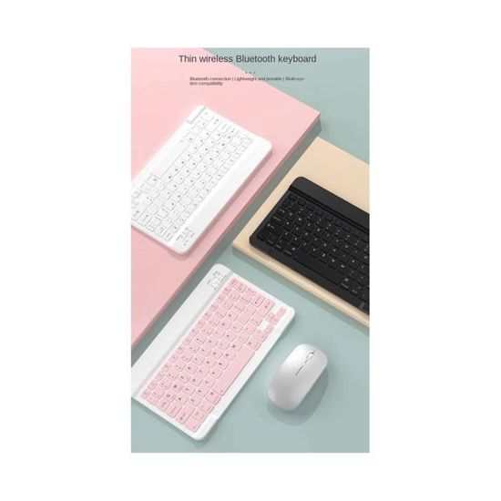Clavier et souris Bluetooth sans fil Aieach pour tablette iPad Huawei Samsung Xiaomi Smartphone ordinateur portable